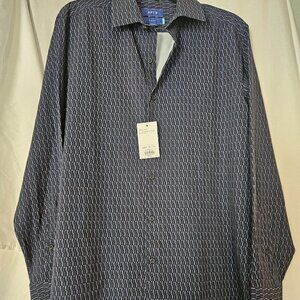 Apt. 9 Med men's dress shirt slim‎ fit Blue and Black Pattern  NWT